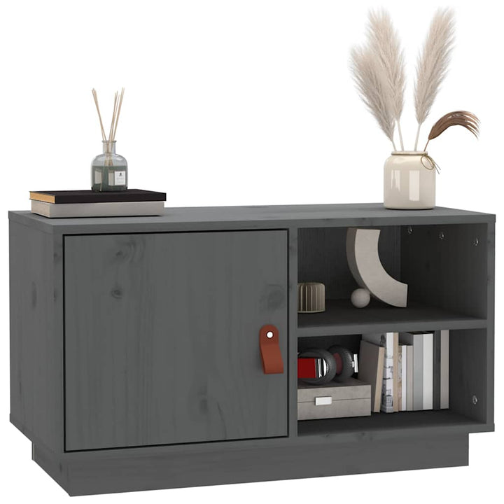 tv-bord 70x34x40 cm massivt fyrretræ grå