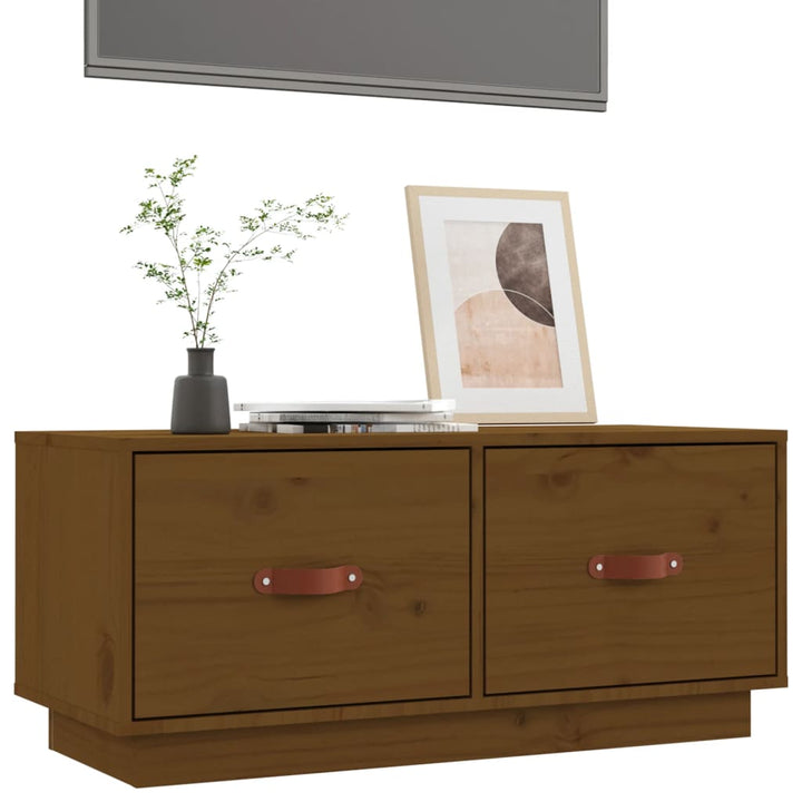 tv-bord 80x34x40 cm massivt fyrretræ gyldenbrun