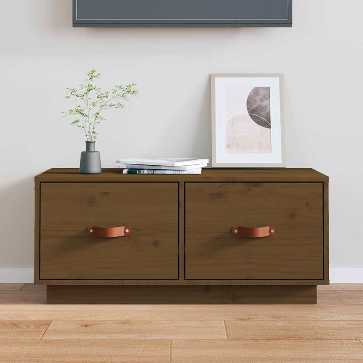 tv-bord 80x34x40 cm massivt fyrretræ gyldenbrun
