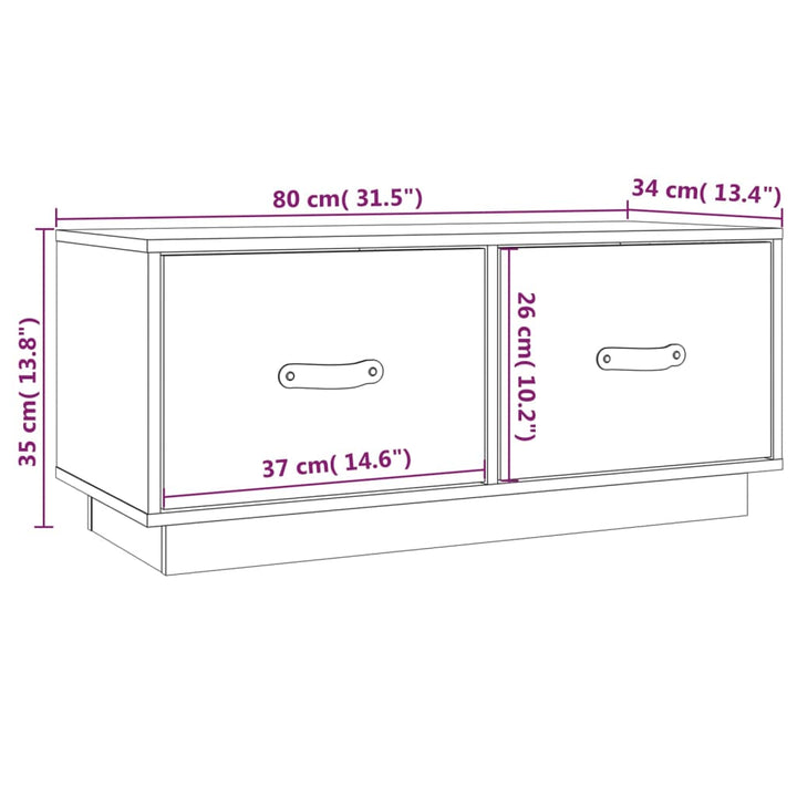 tv-bord 80x34x35 cm massivt fyrretræ sort