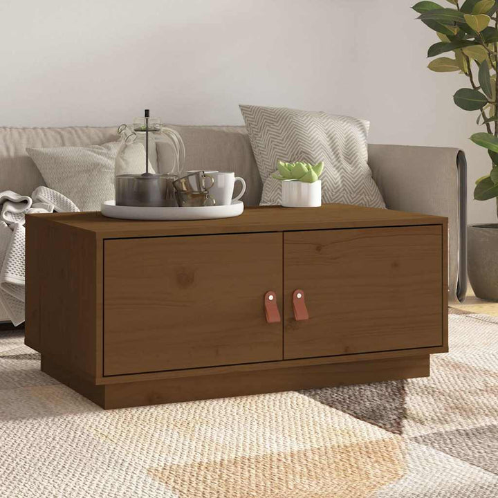 sofabord 80x50x35 cm massivt fyrretræ gyldenbrun