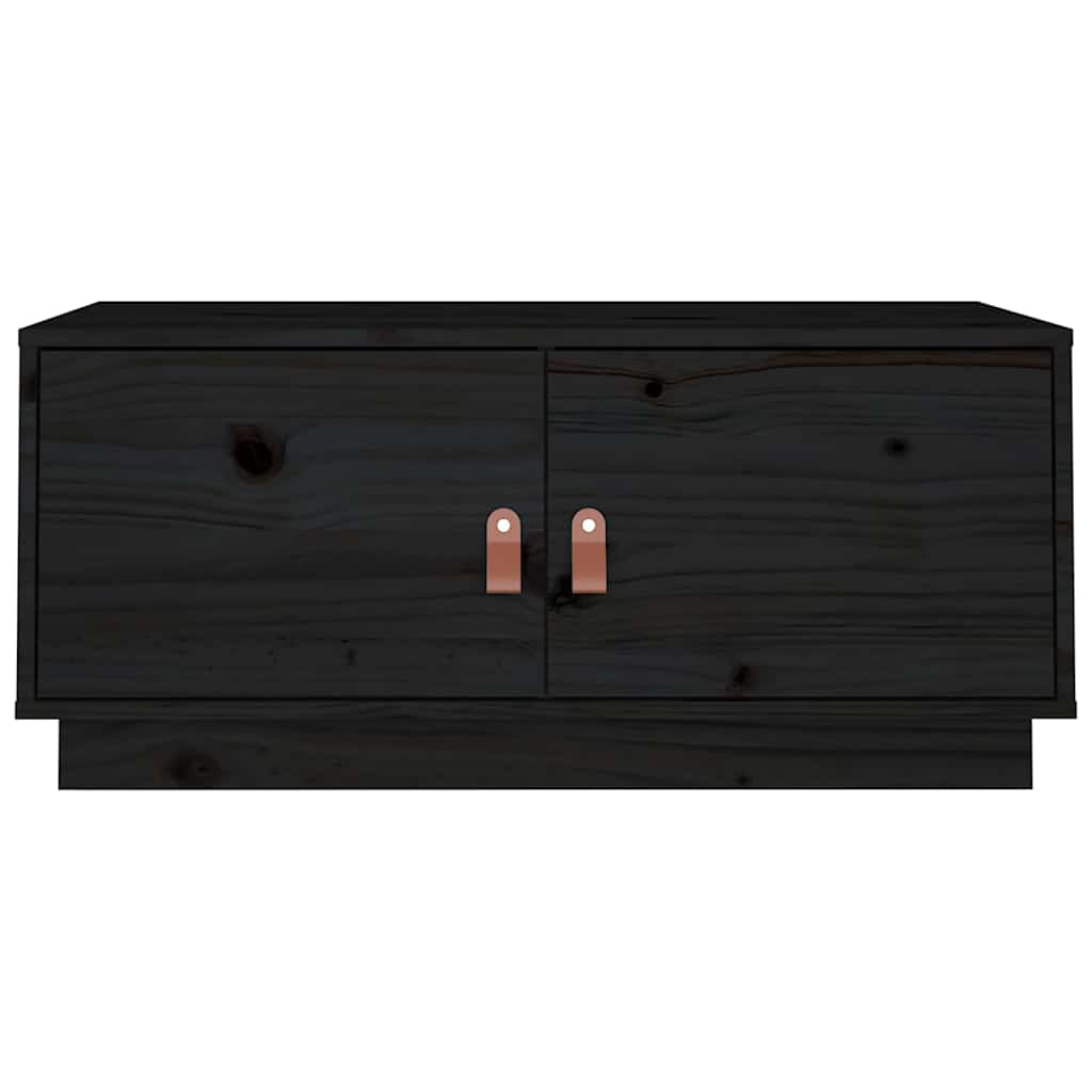 sofabord 80x50x35 cm massivt fyrretræ sort