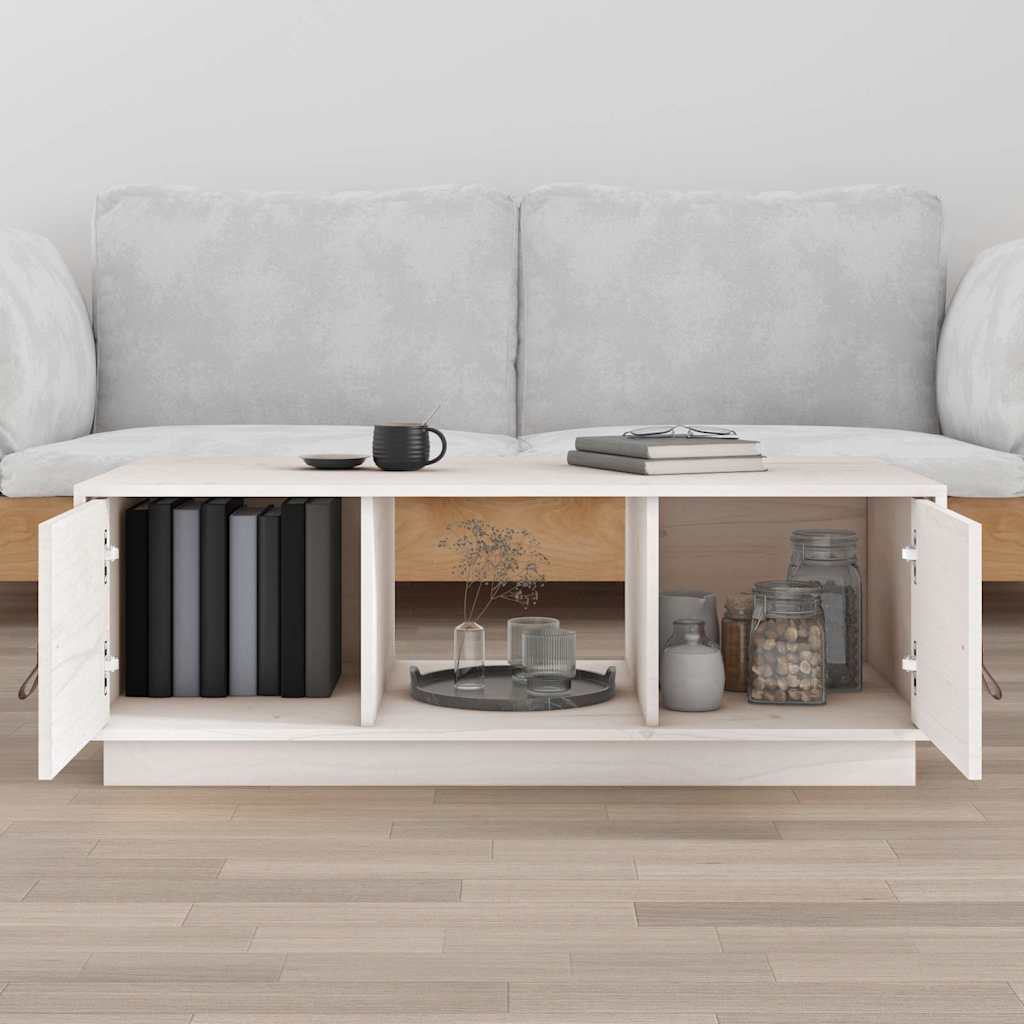 sofabord 100x50x35 cm massivt fyrretræ hvid