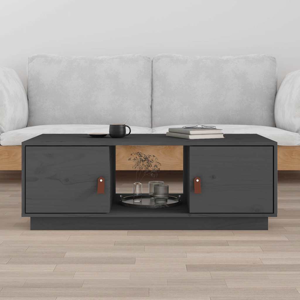 sofabord 100x50x35 cm massivt fyrretræ grå