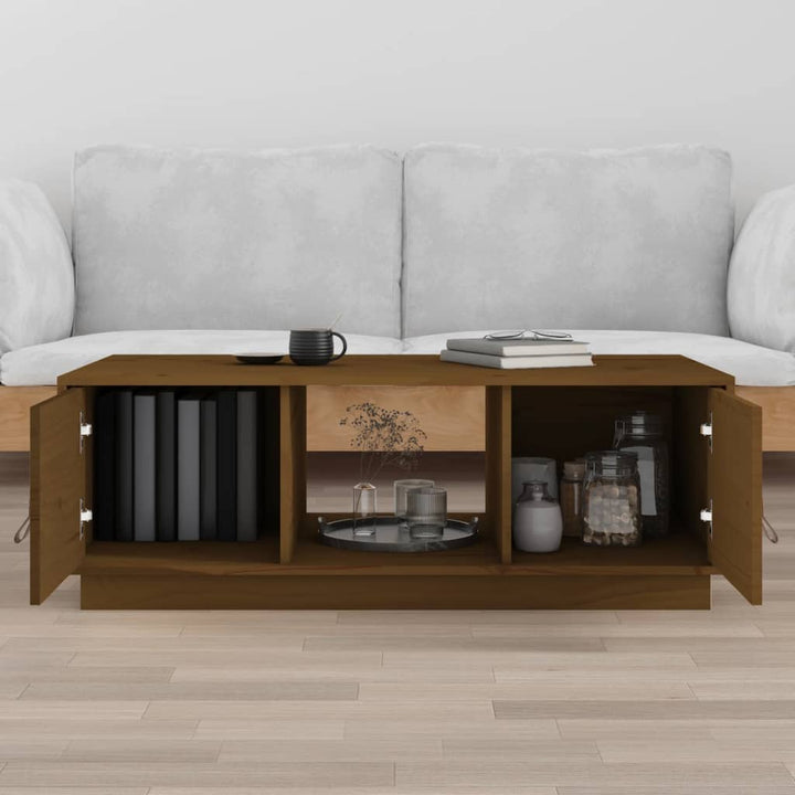 sofabord 100x50x35 cm massivt fyrretræ gyldenbrun