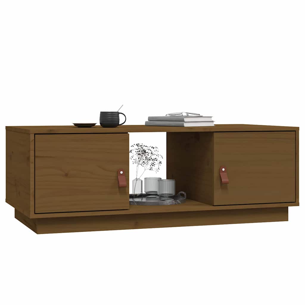 sofabord 100x50x35 cm massivt fyrretræ gyldenbrun