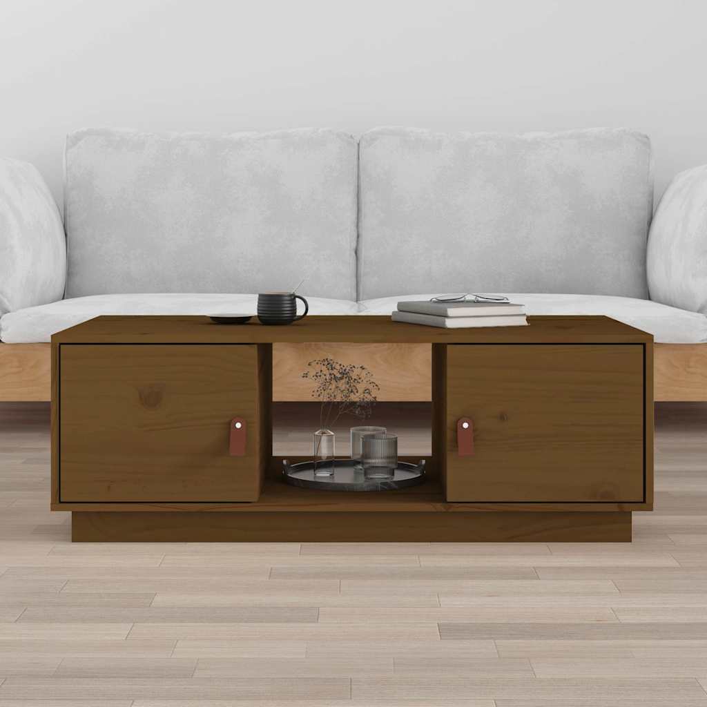 sofabord 100x50x35 cm massivt fyrretræ gyldenbrun