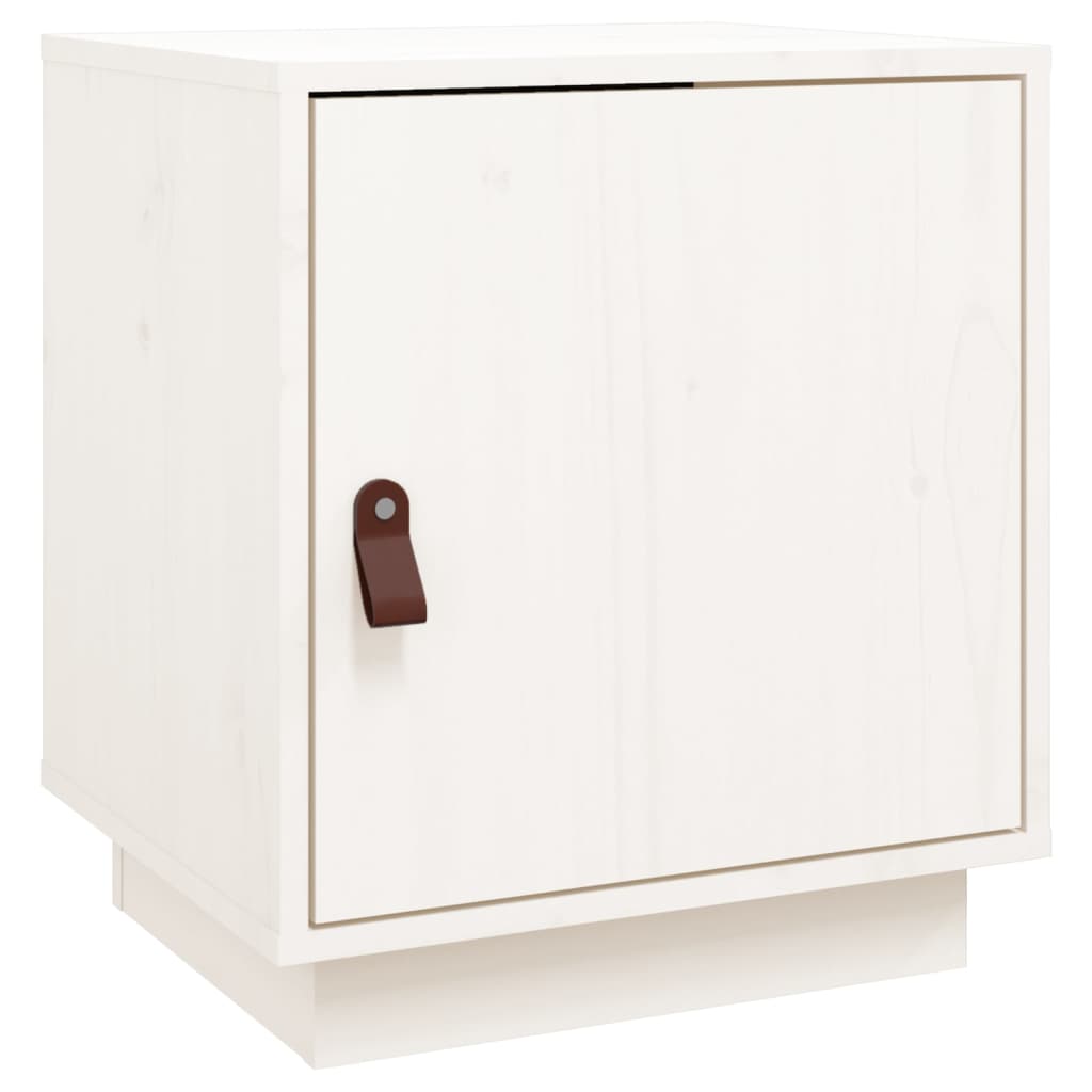 sengebord 40x34x45 cm massivt fyrretræ hvid