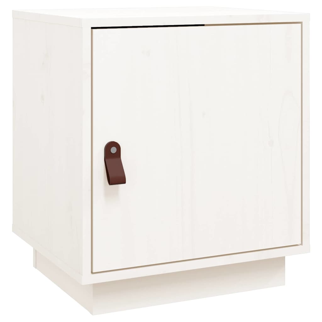 sengebord 40x34x45 cm massivt fyrretræ hvid