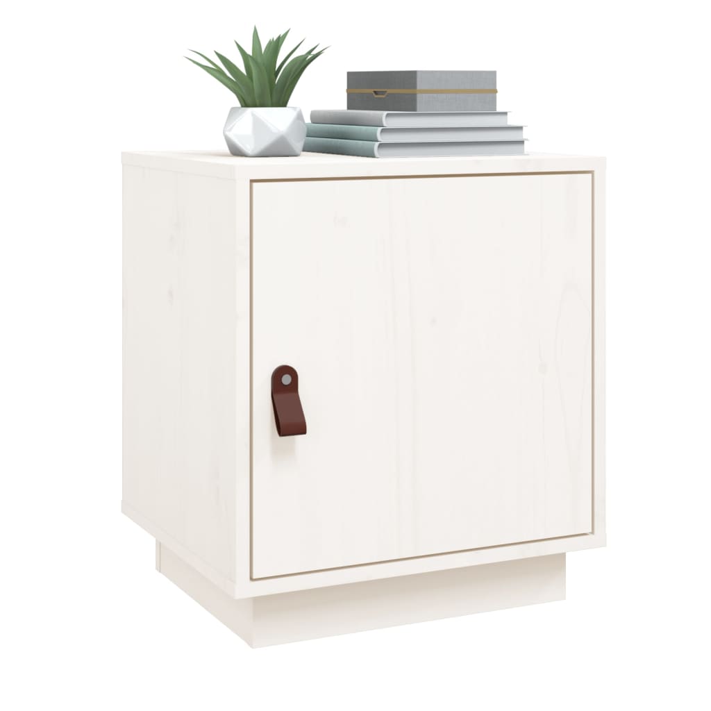 sengebord 40x34x45 cm massivt fyrretræ hvid