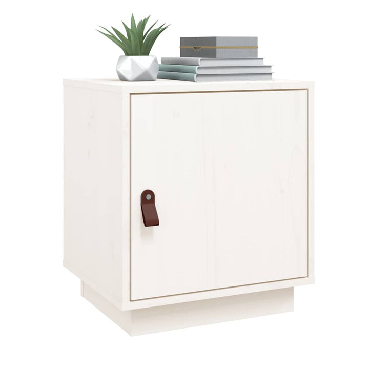 sengebord 40x34x45 cm massivt fyrretræ hvid