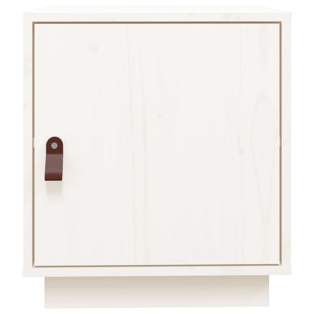 sengebord 40x34x45 cm massivt fyrretræ hvid