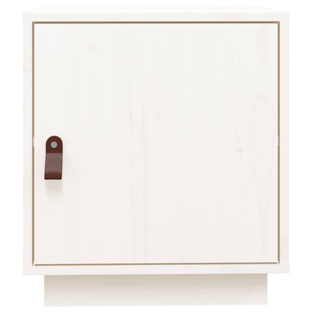 sengebord 40x34x45 cm massivt fyrretræ hvid