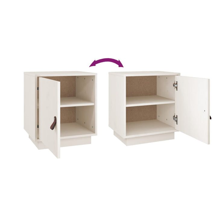 sengebord 40x34x45 cm massivt fyrretræ hvid
