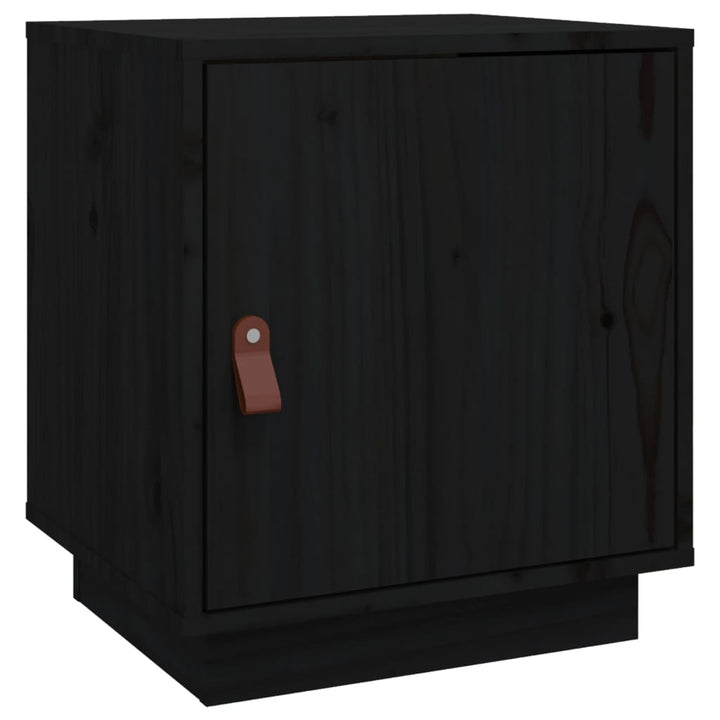 sengebord 40x34x45 cm massivt fyrretræ sort