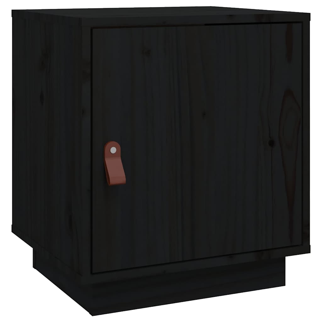 sengebord 40x34x45 cm massivt fyrretræ sort