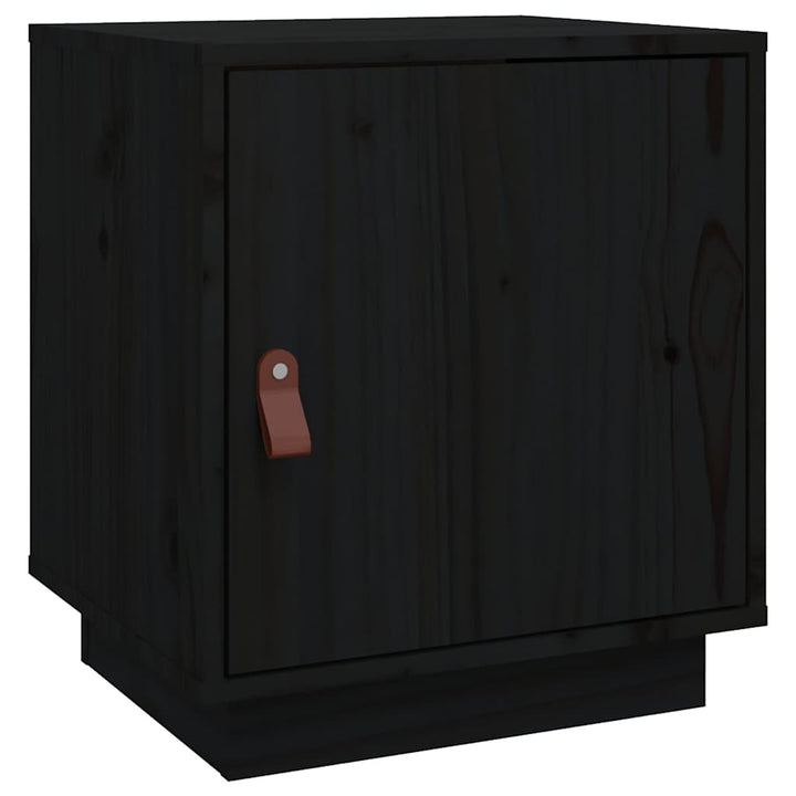 sengebord 40x34x45 cm massivt fyrretræ sort