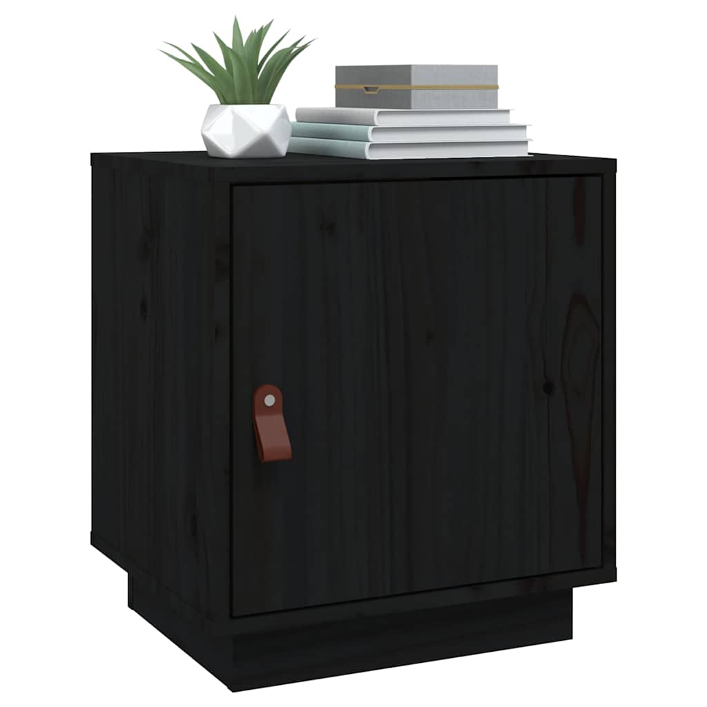 sengebord 40x34x45 cm massivt fyrretræ sort