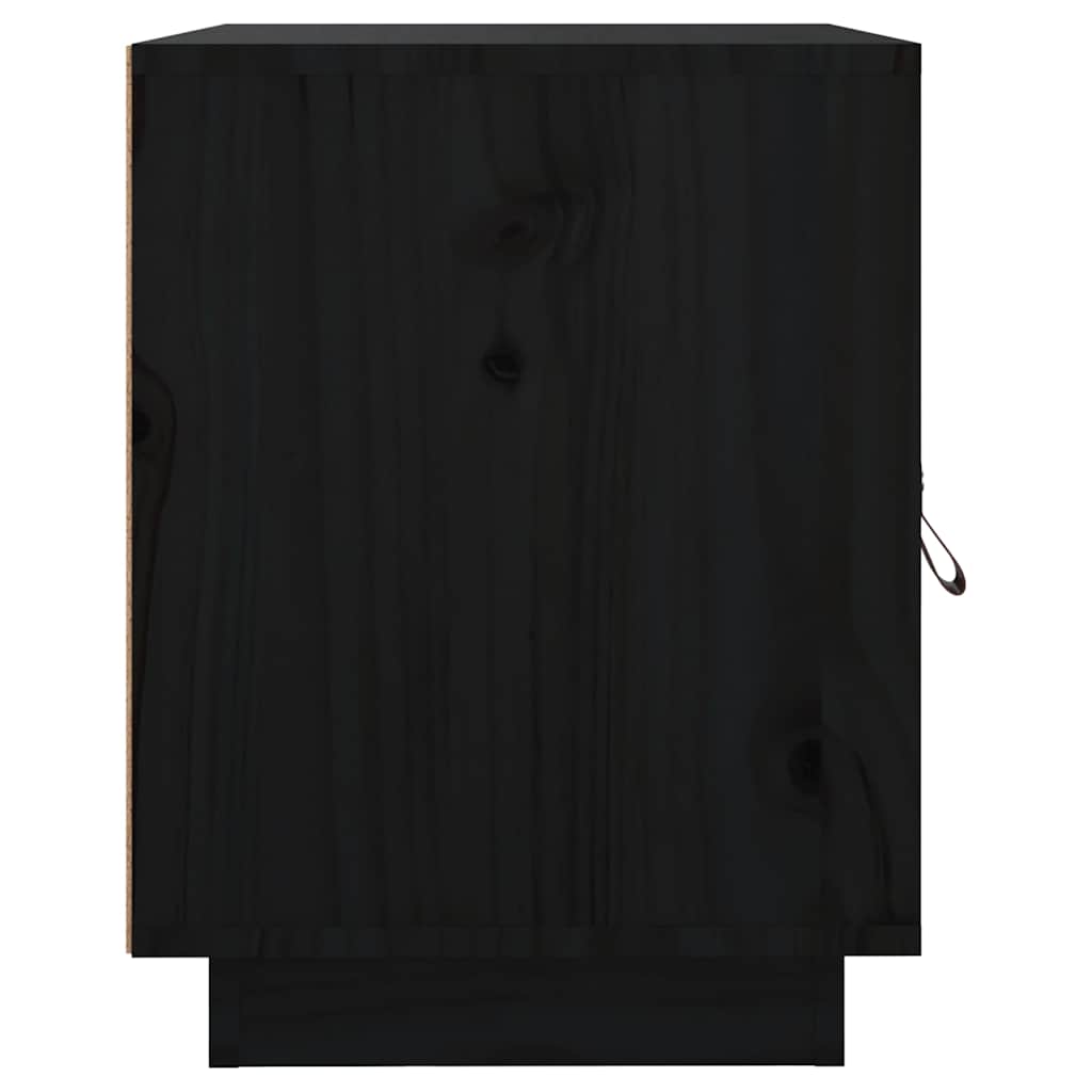 sengebord 40x34x45 cm massivt fyrretræ sort