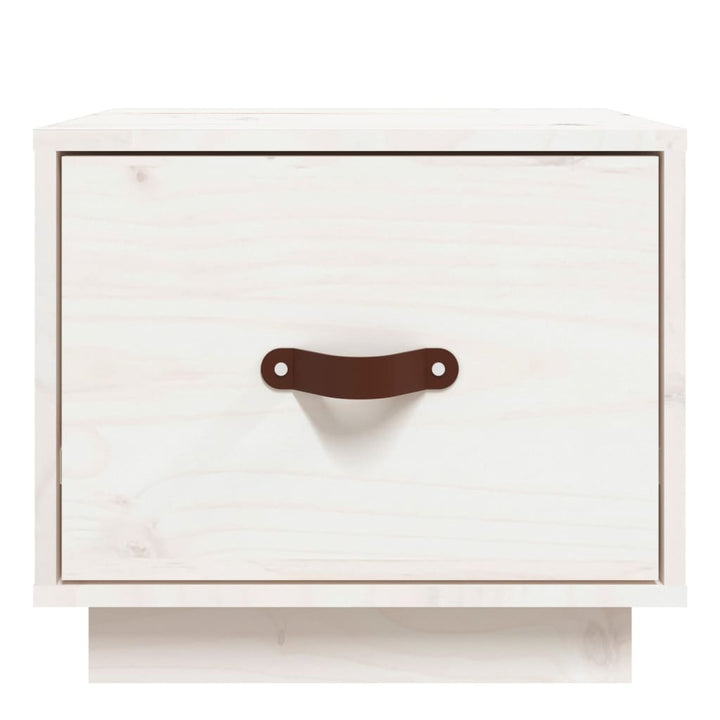 sengebord 40x34x35 cm massivt fyrretræ hvid