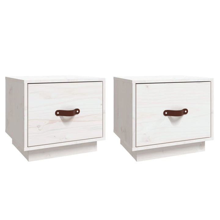 sengeborde 2 stk. 40x34x35 cm massivt fyrretræ hvid