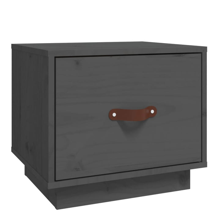 sengebord 40x34x35 cm massivt fyrretræ grå