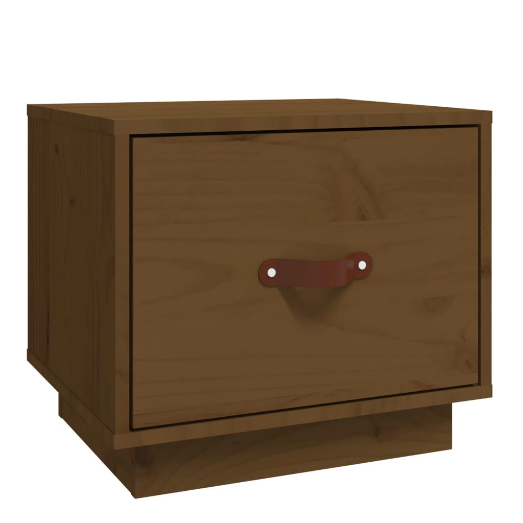 sengebord 40x34x35 cm massivt fyrretræ gyldenbrun