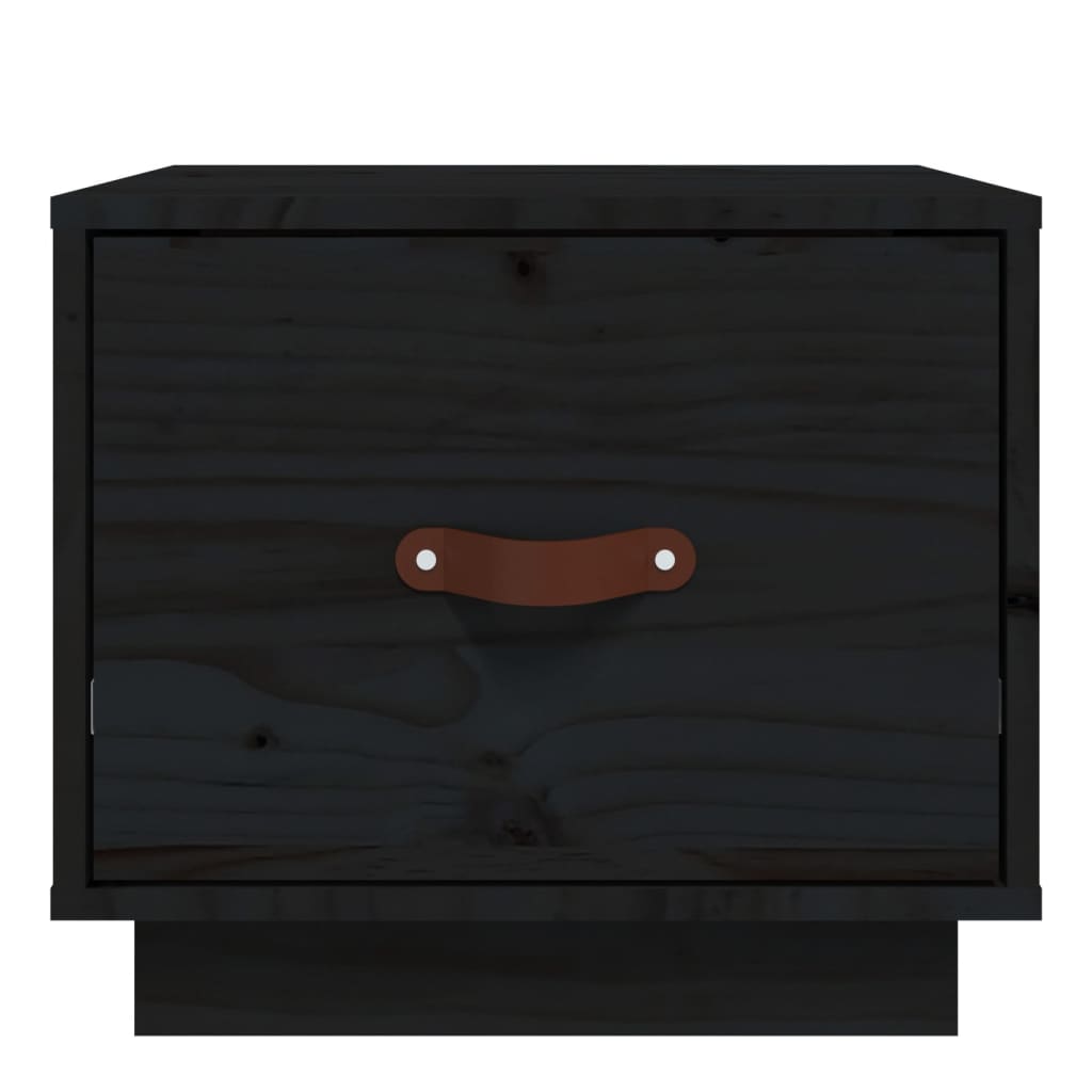 sengebord 40x34x35 cm massivt fyrretræ sort