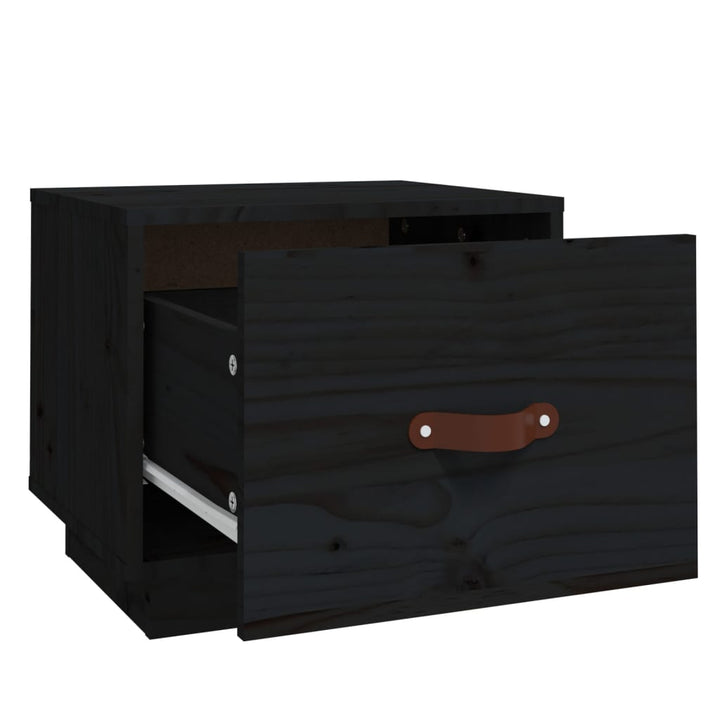 sengebord 40x34x35 cm massivt fyrretræ sort