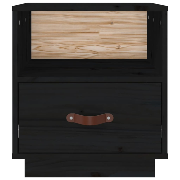 sengeborde 2 stk. 40x34x45 cm massivt fyrretræ sort