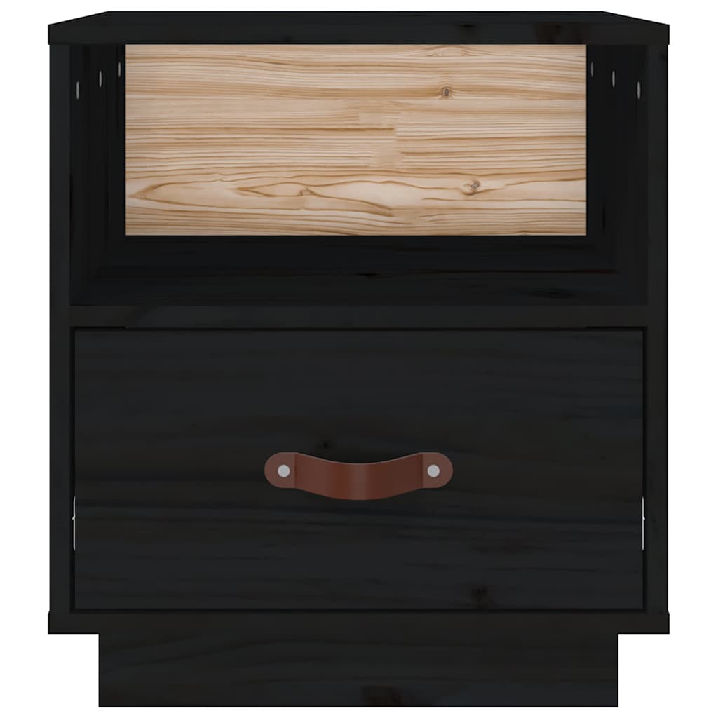sengeborde 2 stk. 40x34x45 cm massivt fyrretræ sort