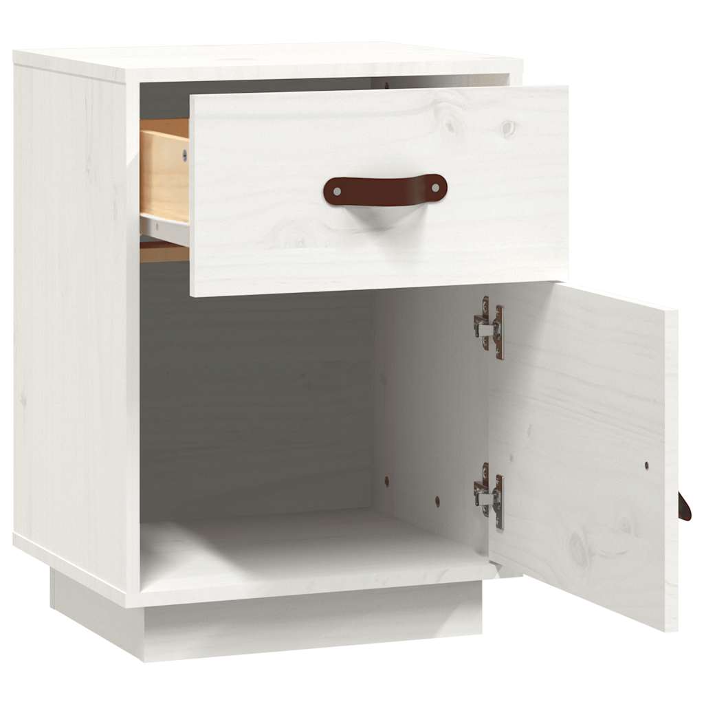 sengebord 40x34x55 cm massivt fyrretræ hvid