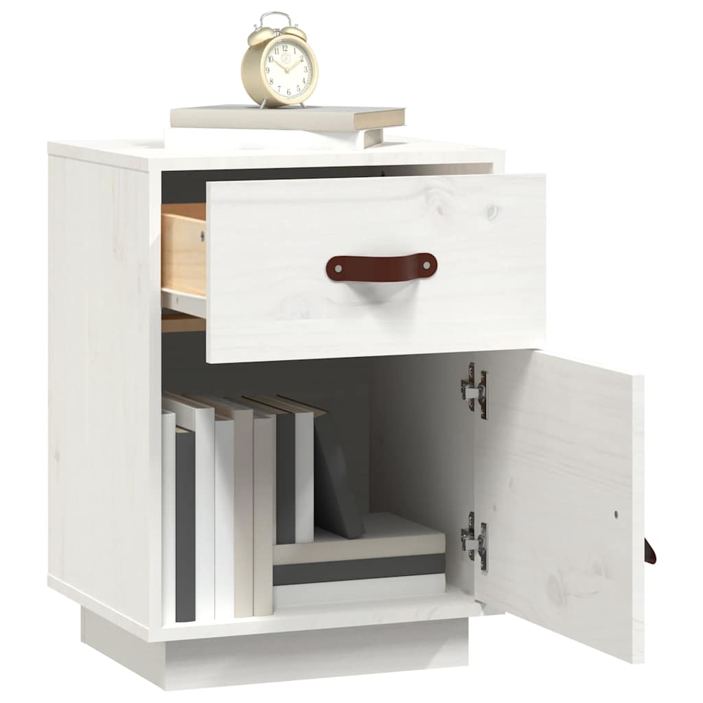 sengeborde 2 stk. 40x34x55 cm massivt fyrretræ hvid