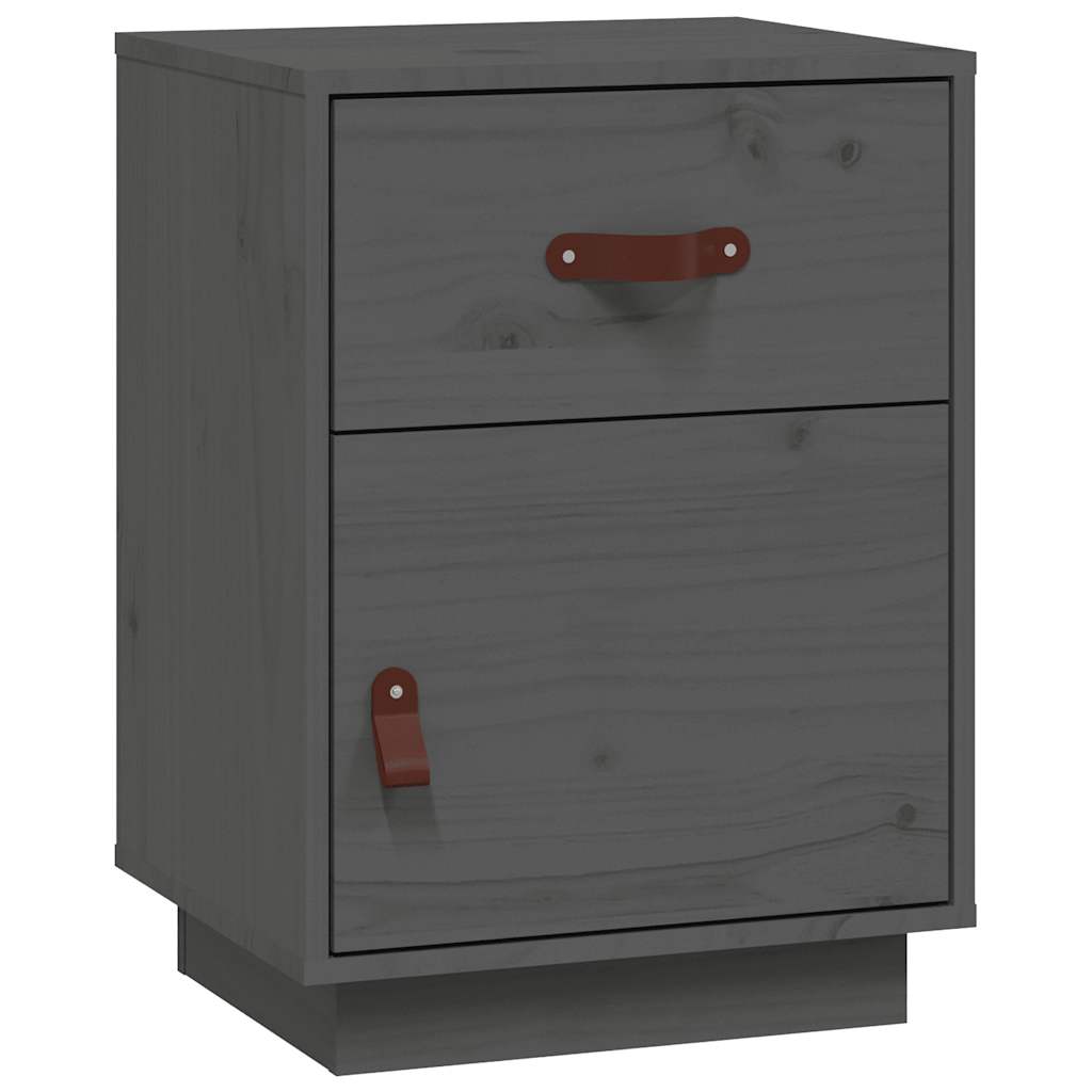 sengeborde 2 stk. 40x34x55 cm massivt fyrretræ grå