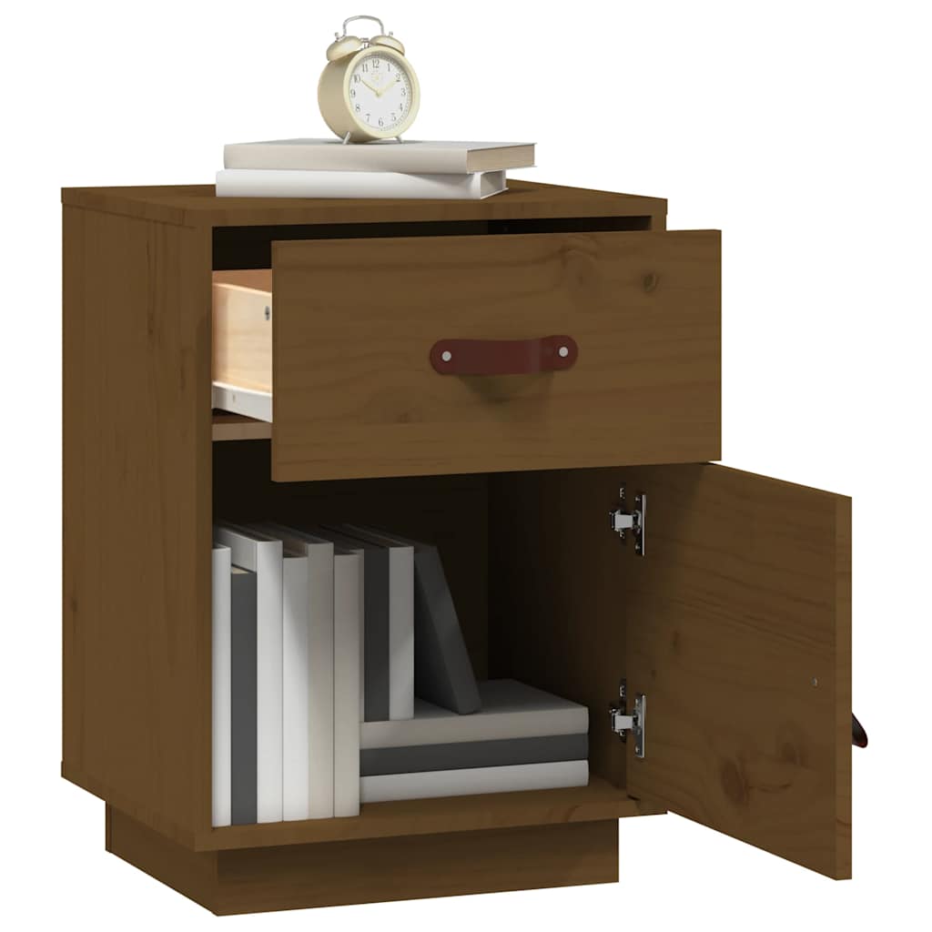 sengeborde 2 stk. 40x34x55 cm massivt fyrretræ gyldenbrun