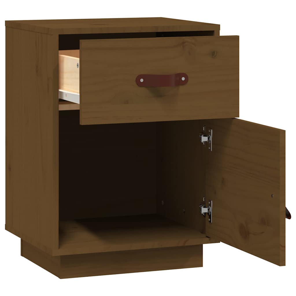 sengeborde 2 stk. 40x34x55 cm massivt fyrretræ gyldenbrun
