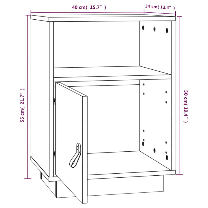 sengeborde 2 stk. 40x34x55 cm massivt fyrretræ