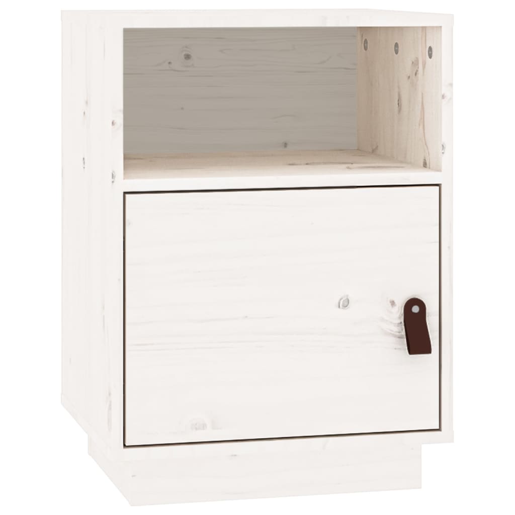 sengebord 40x34x55 cm massivt fyrretræ hvid