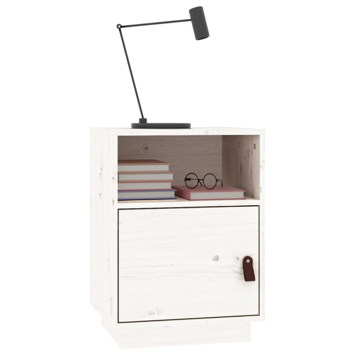 sengebord 40x34x55 cm massivt fyrretræ hvid