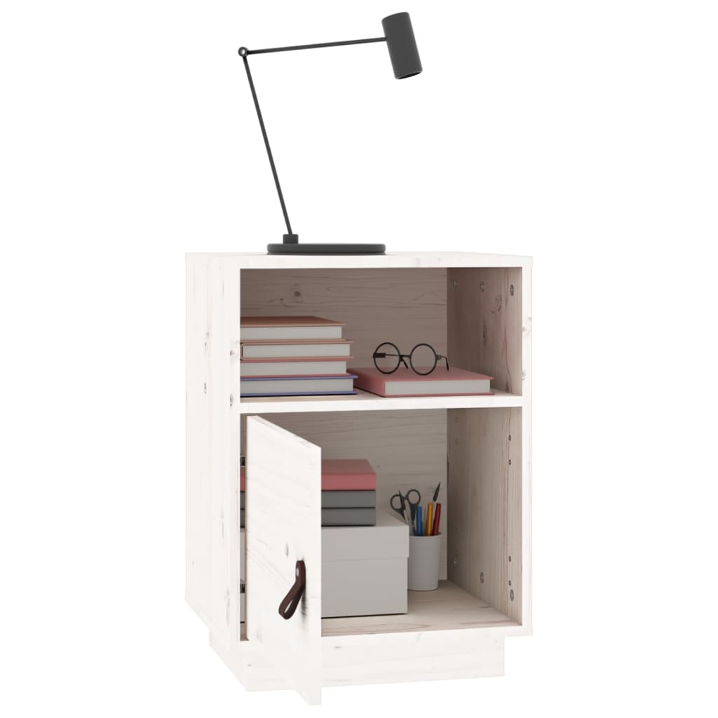 sengebord 40x34x55 cm massivt fyrretræ hvid