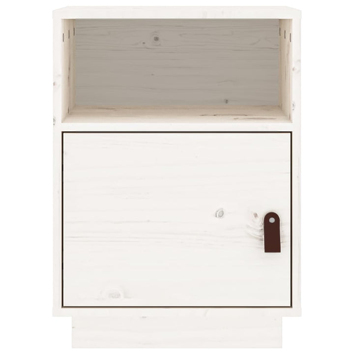 sengebord 40x34x55 cm massivt fyrretræ hvid