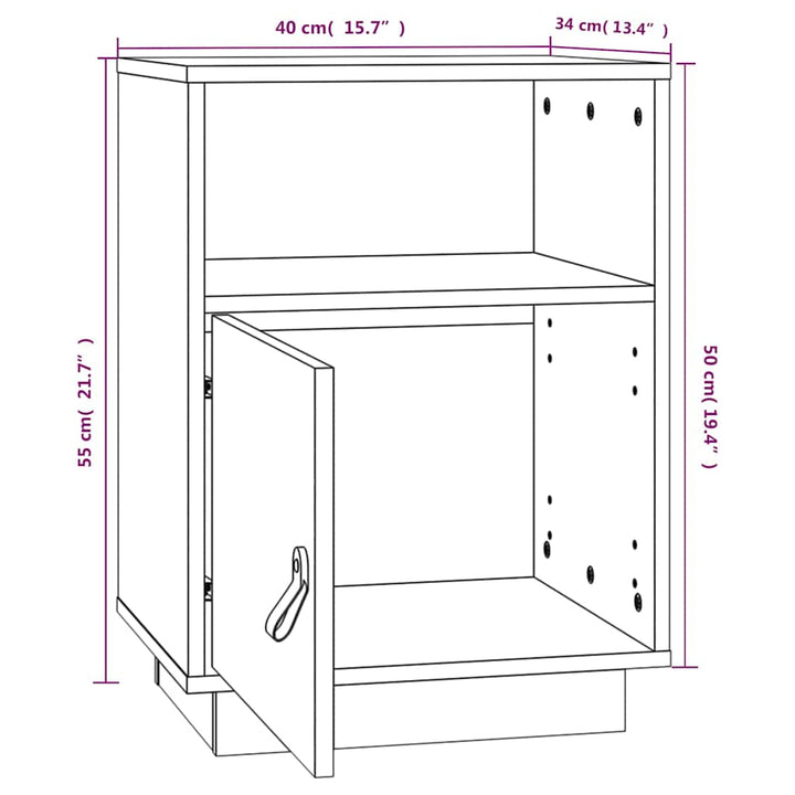 sengeborde 2 stk. 40x34x55 cm massivt fyrretræ sort
