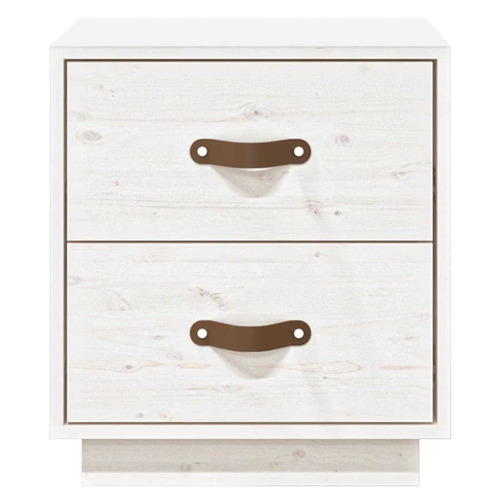 sengebord 40x34x45 cm massivt fyrretræ hvid