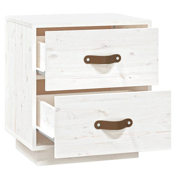 sengebord 40x34x45 cm massivt fyrretræ hvid