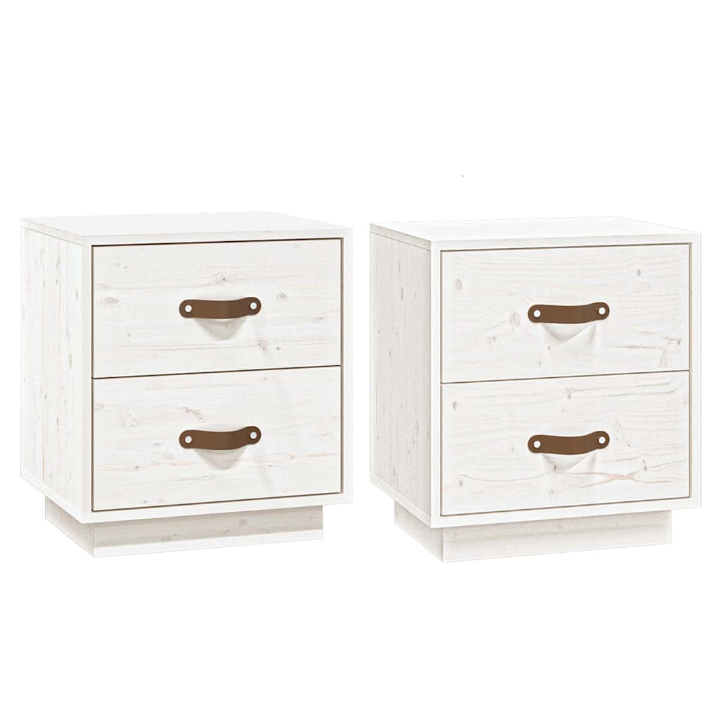 sengeborde 2 stk. 40x34x45 cm massivt fyrretræ hvid
