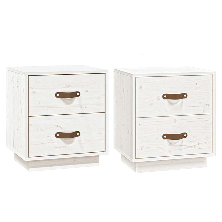 sengeborde 2 stk. 40x34x45 cm massivt fyrretræ hvid