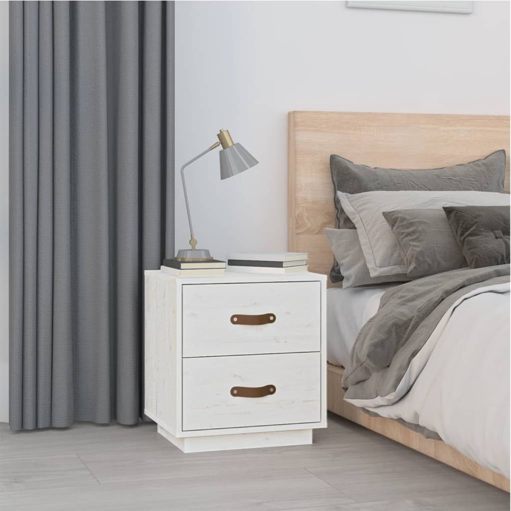 sengeborde 2 stk. 40x34x45 cm massivt fyrretræ hvid