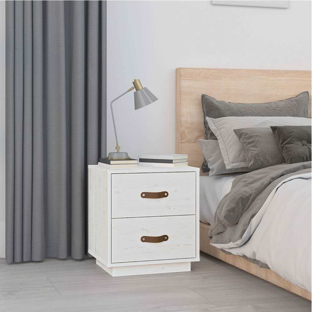 sengeborde 2 stk. 40x34x45 cm massivt fyrretræ hvid