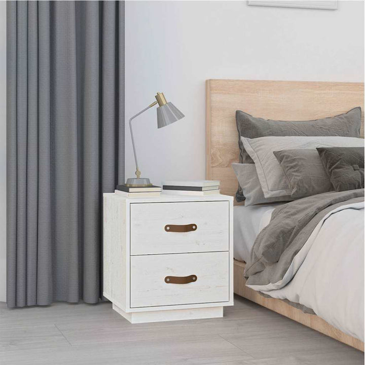 sengeborde 2 stk. 40x34x45 cm massivt fyrretræ hvid