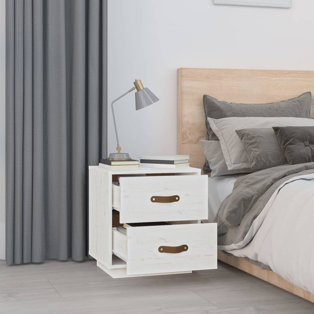 sengeborde 2 stk. 40x34x45 cm massivt fyrretræ hvid